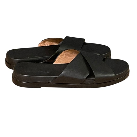Madewell Louisa Fam Black Leather Slides Shoes Style ND954 - Picture 6 of 9